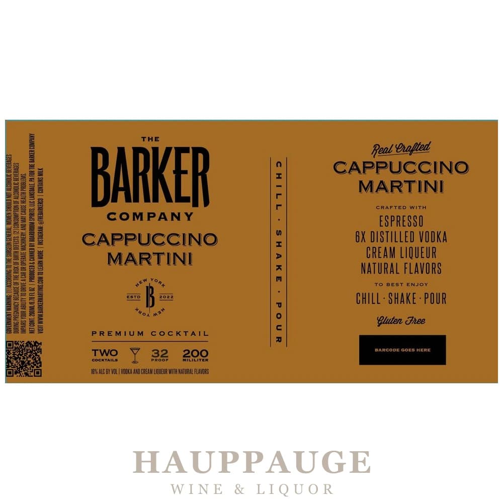 The Barker Company Cappuccino Martini Premium Cocktail, 200mL