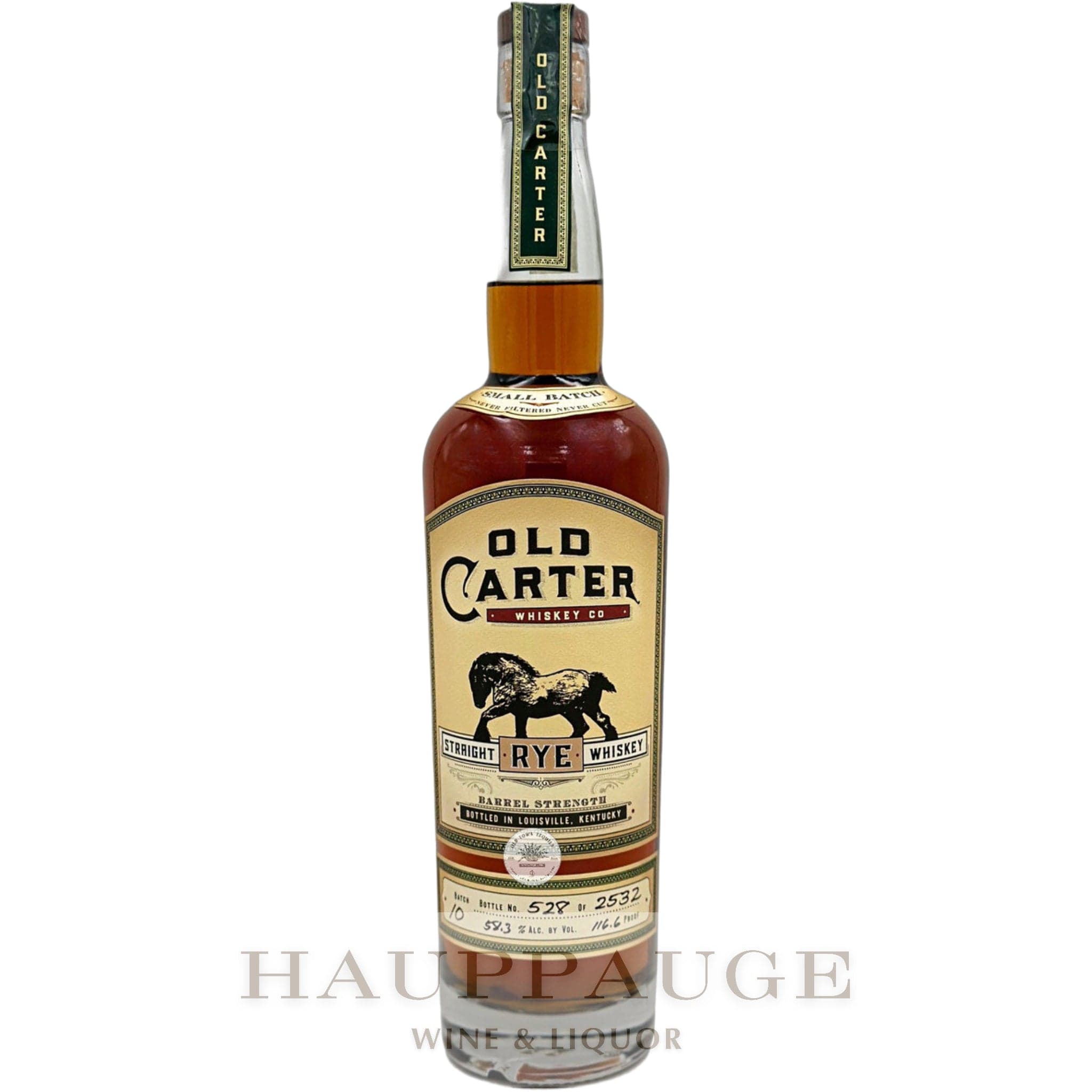 Old Carter Straight Rye Whiskey, 750mL