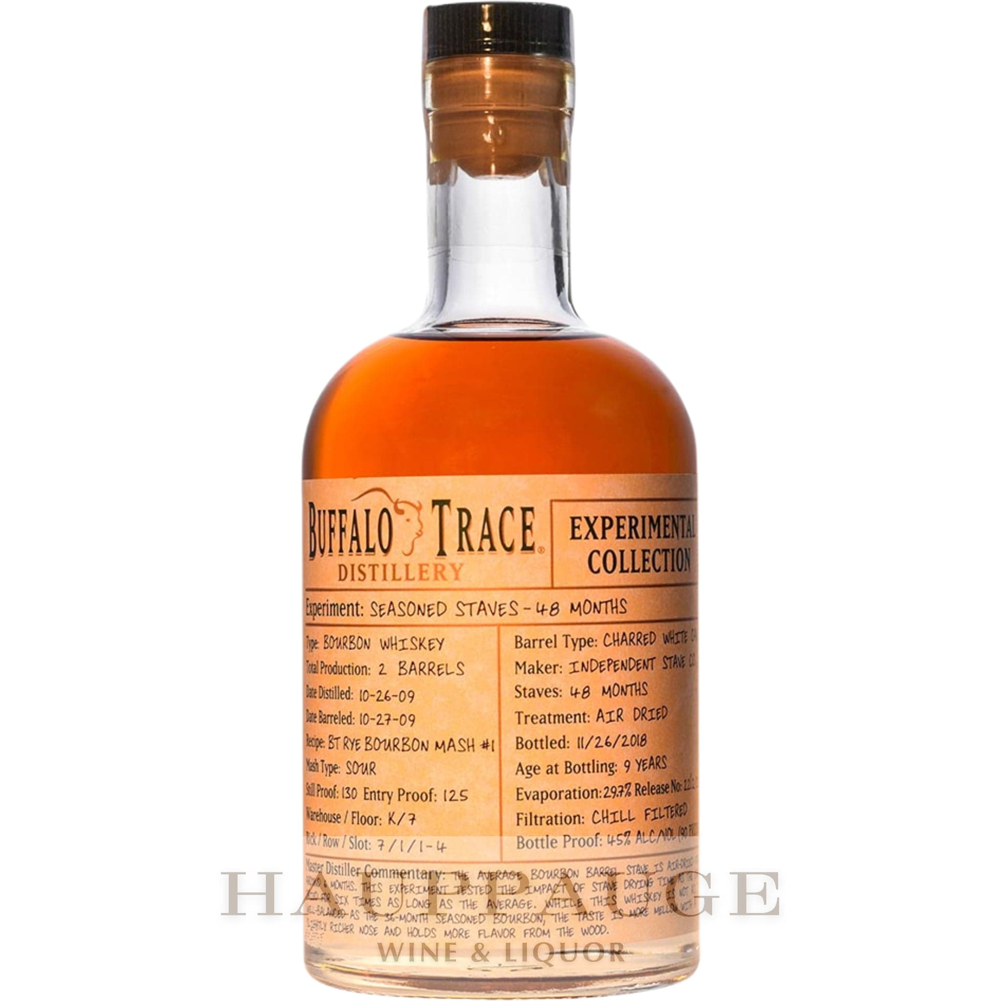 Buffalo Trace Experimental Collection 2018 - Seasoned Staves – 48 Months, 375mL