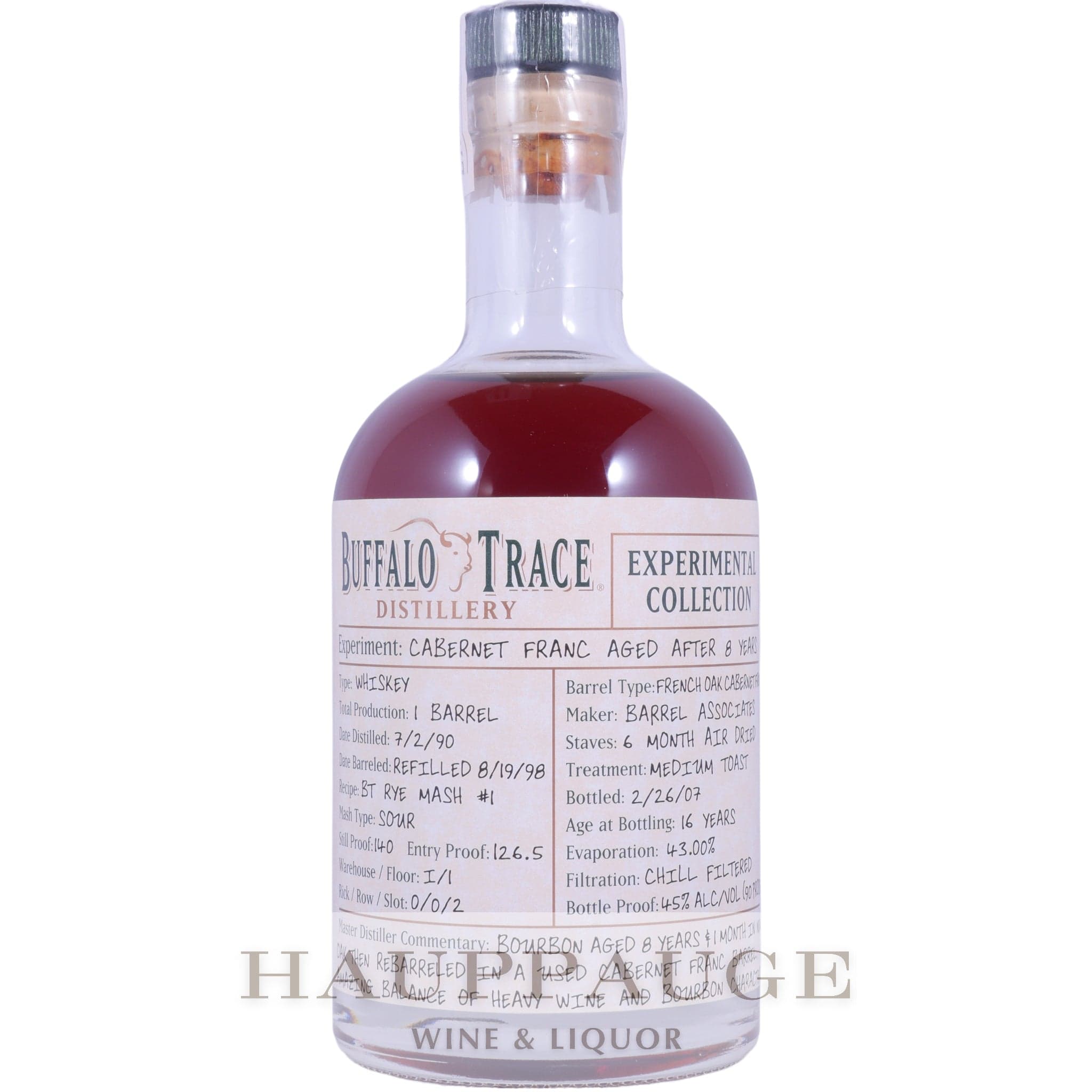 Buffalo Trace Experimental Collection 2008 - Cabernet Franc Aged After 8 Years (2 of 2)