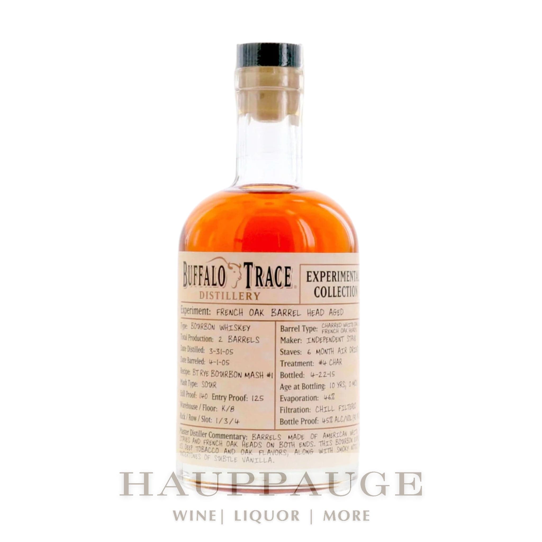 Buffalo Trace Experimental Collection 2015 - French Oak Barrel Head Aged (2 of 2), 375mL