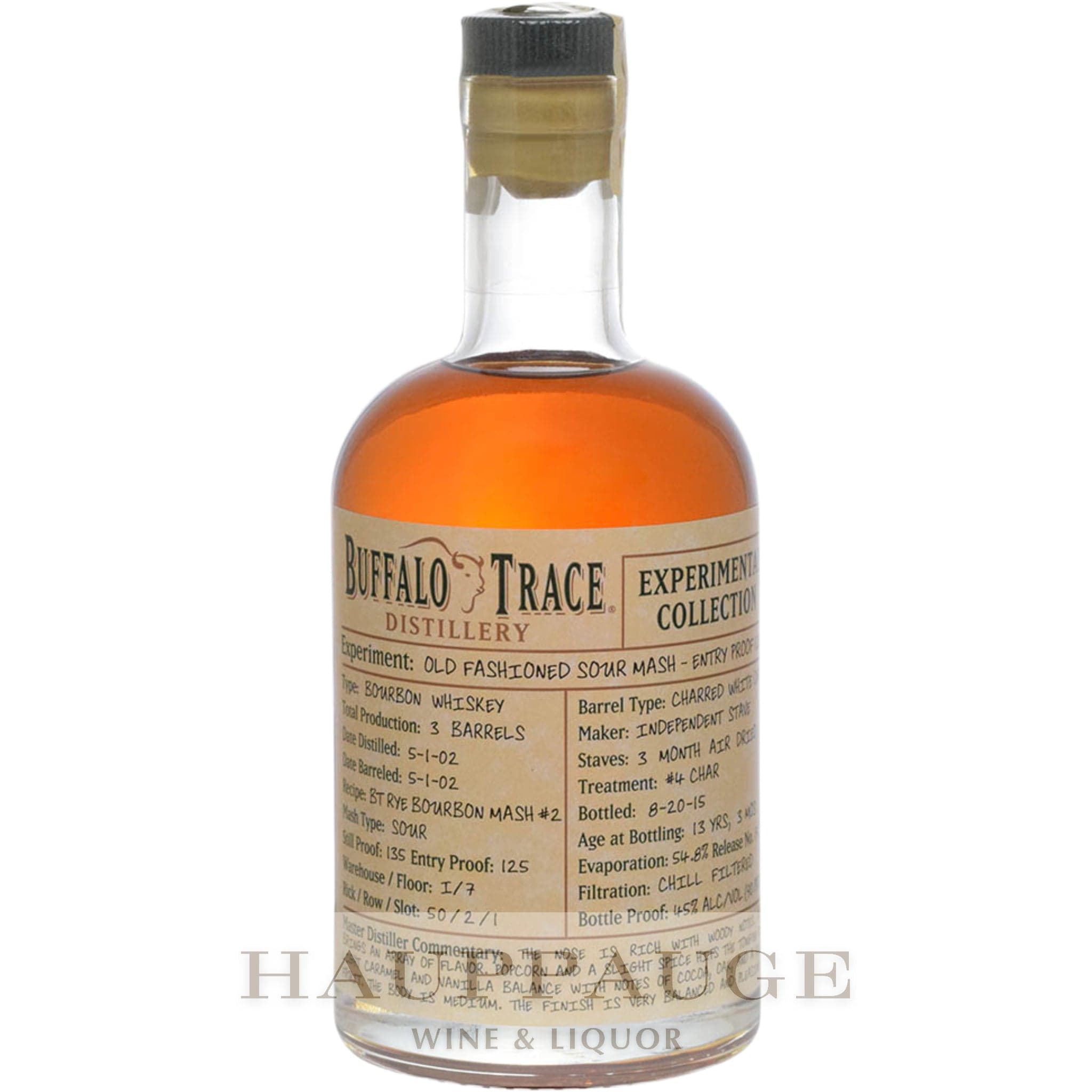 Buffalo Trace Experimental Collection 2015 - Old Fashioned Sour Mash Bourbon 105 Entry Proof (1 of 2), 375mL